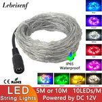 Guirlande lumineuse LED fil cuivre 12V multicolore 5M 10M 50 100 LEDs moderne