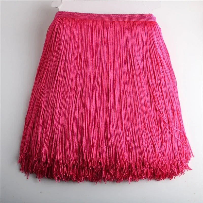 franges dentelle polyester jupe danse latine decoration partie moderne rouge noir vert bleu violet