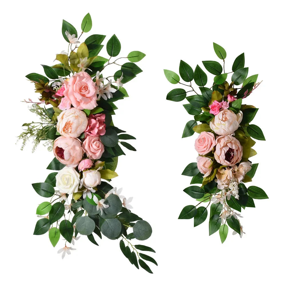 guirlande florale artificielle romantique rose pivoine feuilles vertes intérieur décoration maison anniversaire mariage