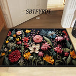 tapis fleurs relief multicolore moderne résistant décoration extérieur salon porte