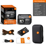 lampe frontale led rechargeable ip44 noir orange rayures moderne camping