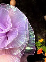 écharpe organza plissée semi transparente rose violet bleu orange élégante geometrique doubleface
