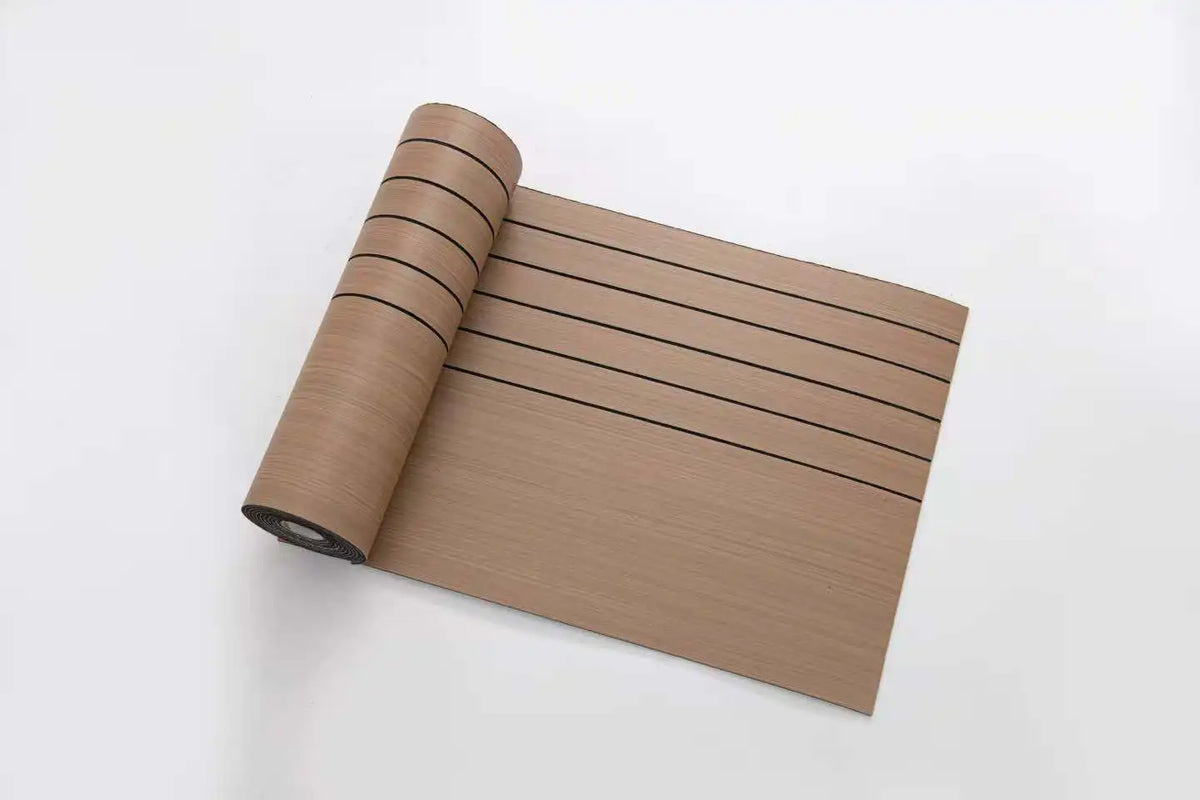 panneau mural auto adhésif moderne texture bois rayures verticales beige brun clair imperméable absorption