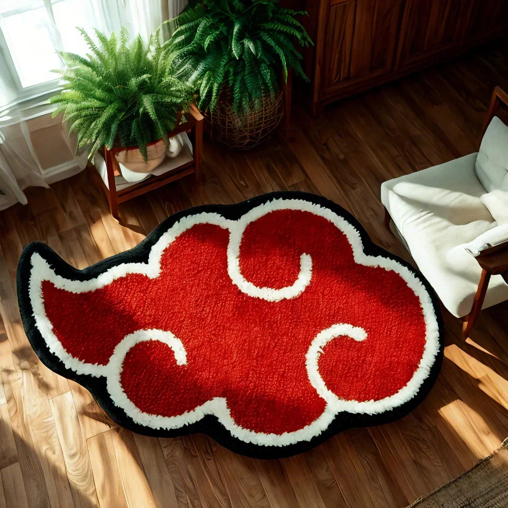 tapis nuage rouge moderne imperméable polyester lavable intérieur chambre salon