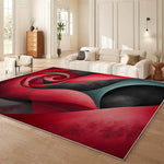 grand tapis salon moderne motif ondulé bleu beige noir doux polyester chambre intérieur maison