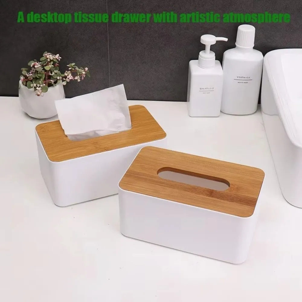 boîte mouchoirs moderne plastique blanc texture bois multifonction rangement serviettes décoration table minimaliste