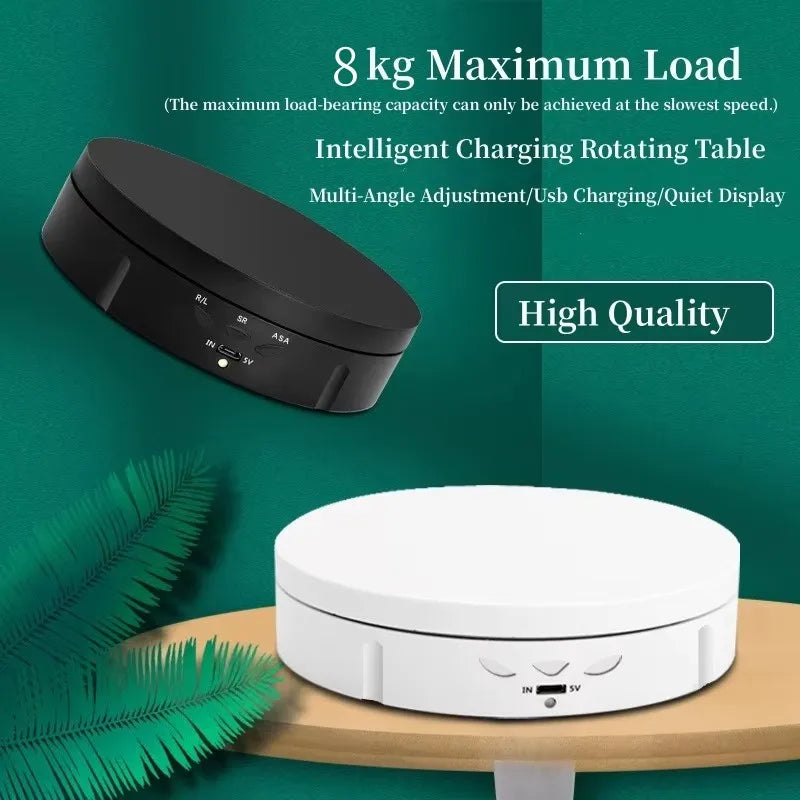 table rotative intelligente noire blanche boutons contrôle produits cosmétiques 146mm