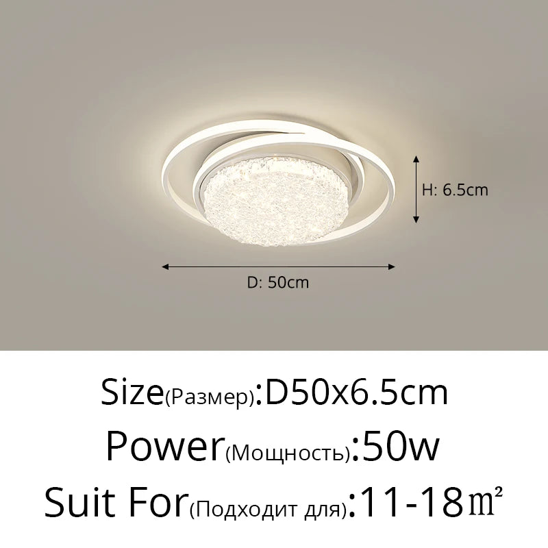 plafonnier led rond moderne cristaux blanc noir marron lampe intérieur élégante
