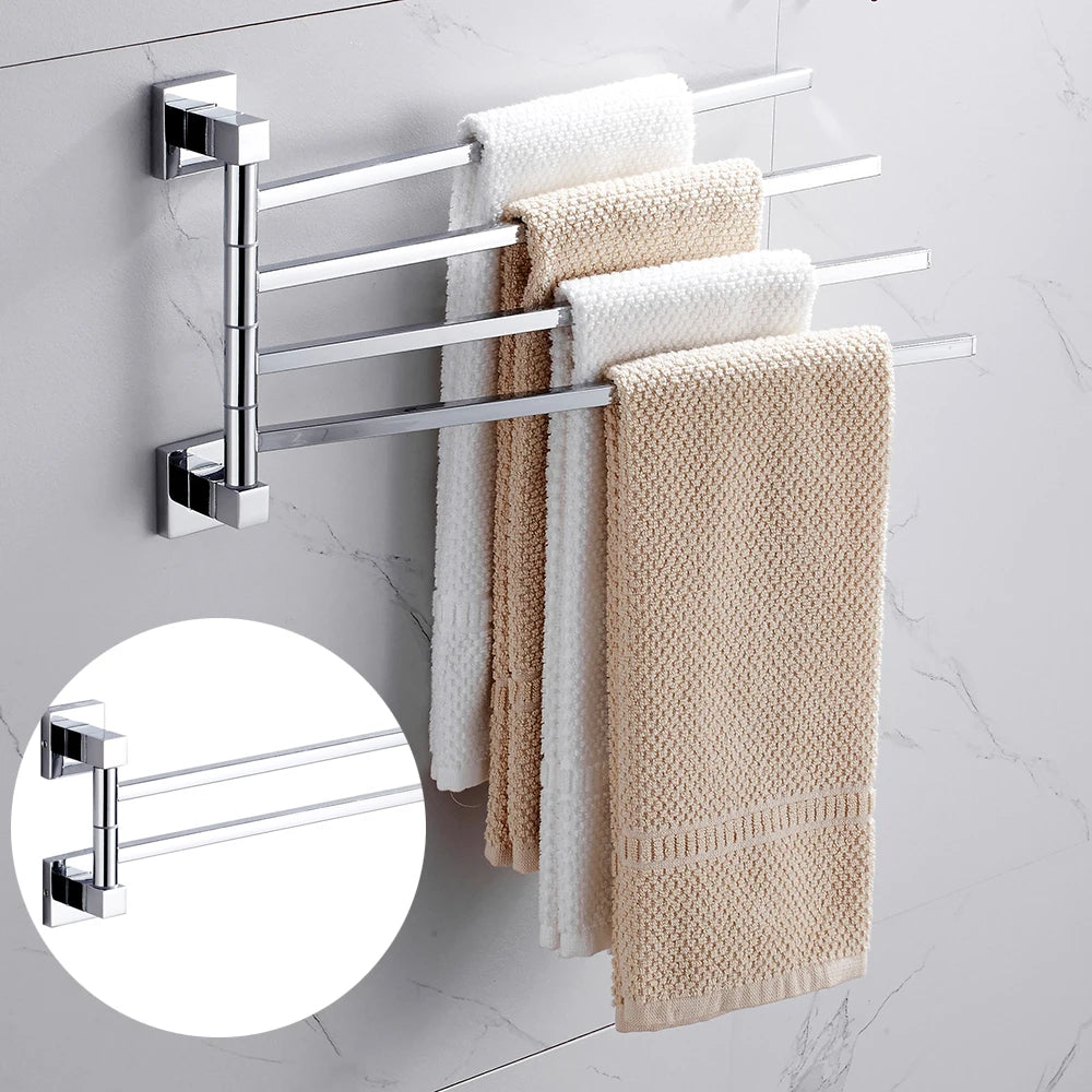 porte serviettes mural chrome acier inoxydable moderne barres rotatives fixations vis