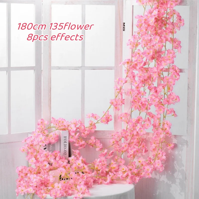 guirlande fleurs artificielles mariage rose clair blanc décoratifintérieur clips métalliques