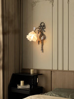 lampe murale vintage cuivre fleurs roses classique ornement métallique opalescent led chambre décoration fixations