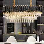 lustres cristal moderne luxueux chandelier noir or transparent led salon