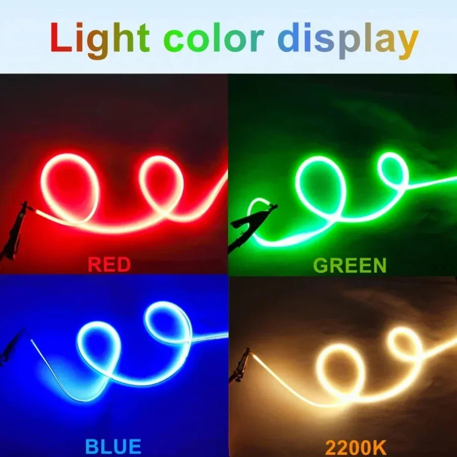 ruban led flexible lumineux câble néon décoratif couleur rouge vert bleu orange clips