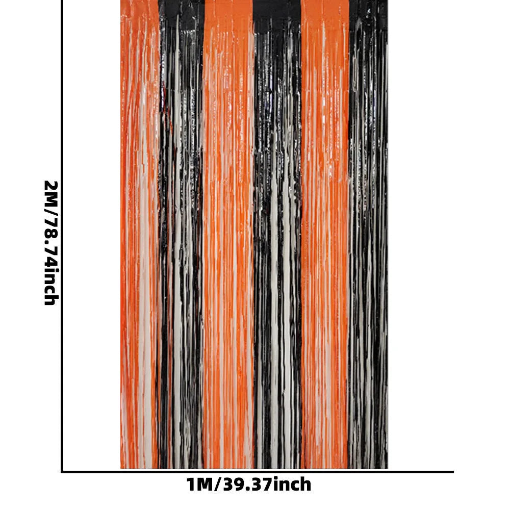rideau guirlande orange noir rayures halloween décoration murale anniversaire mariage