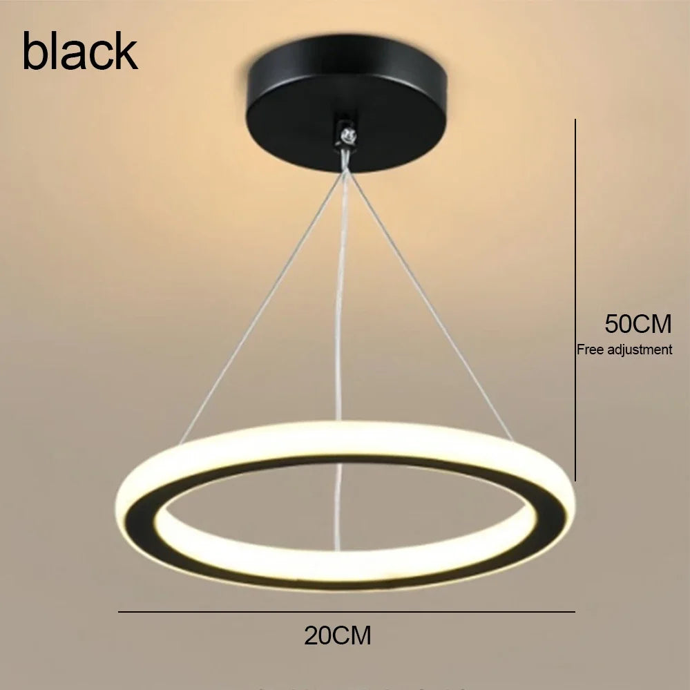 lampe suspendue moderne couleurs noir blanc doré anneau concentrique opacité(touches) led aluminium