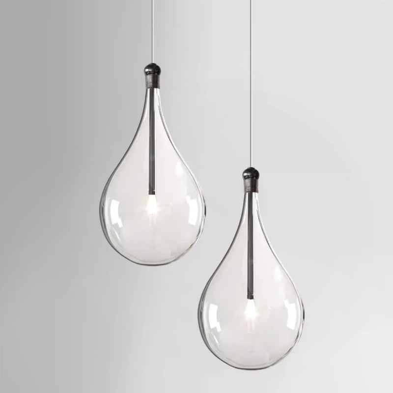 lampe suspendue transparente moderne minimaliste cognac rond lisse chambre salon restaurant étude