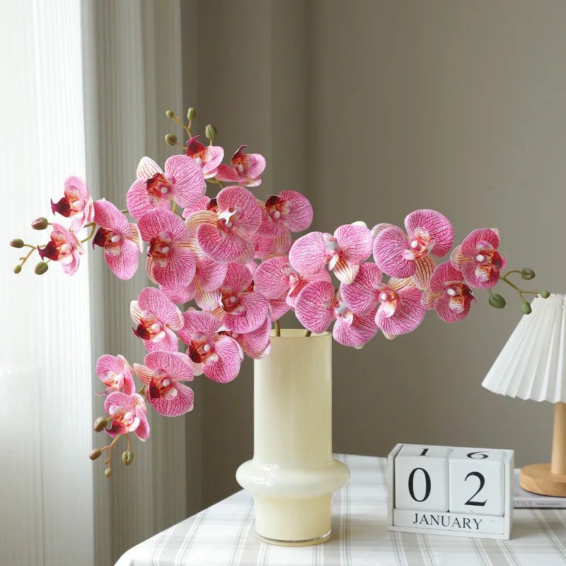 décoration intérieure bouquet orchidées soie violet rose blanc jaune moderne 78cm