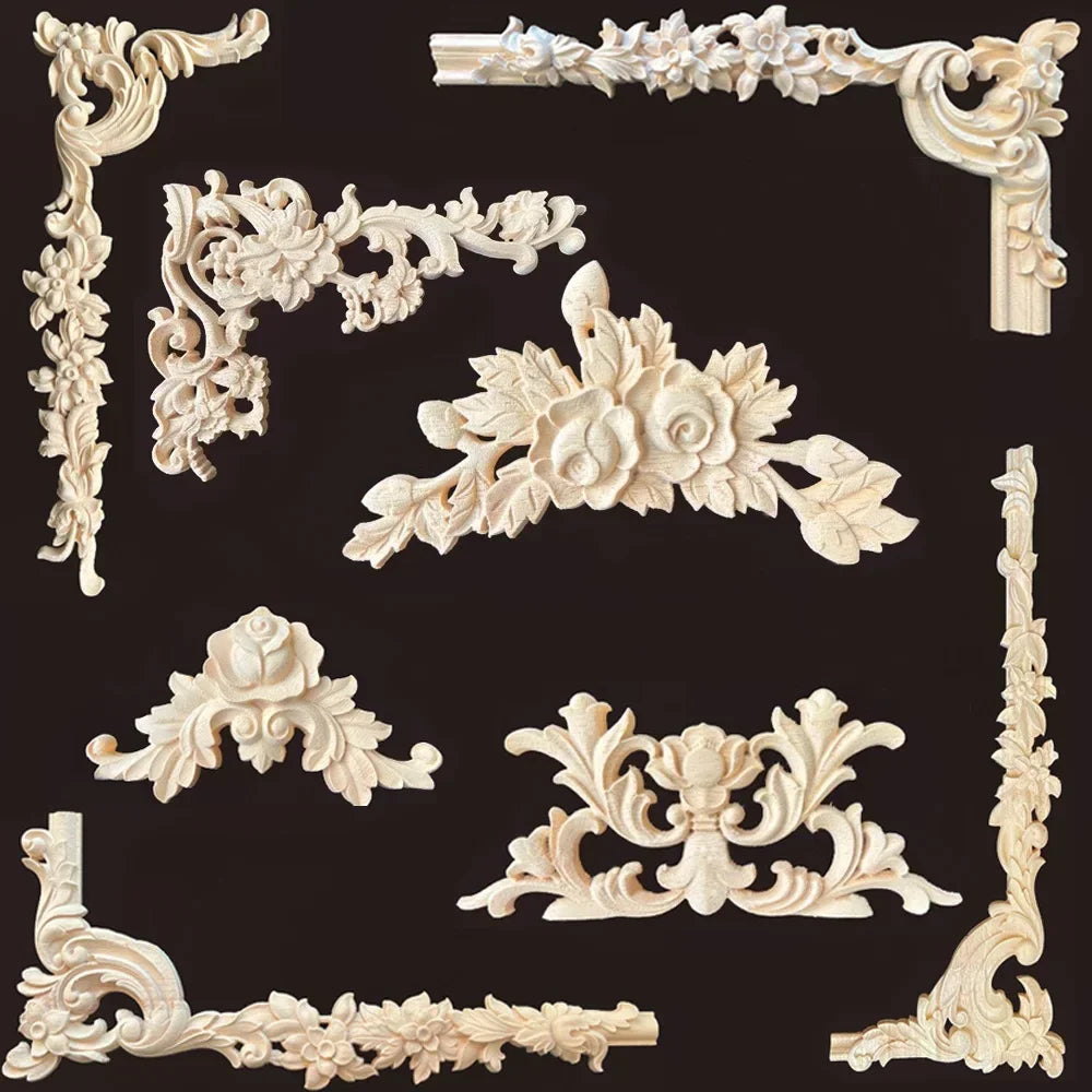 ornements décoratifs bois sculpté floral baroque beige clair intérieur décoration mur meuble