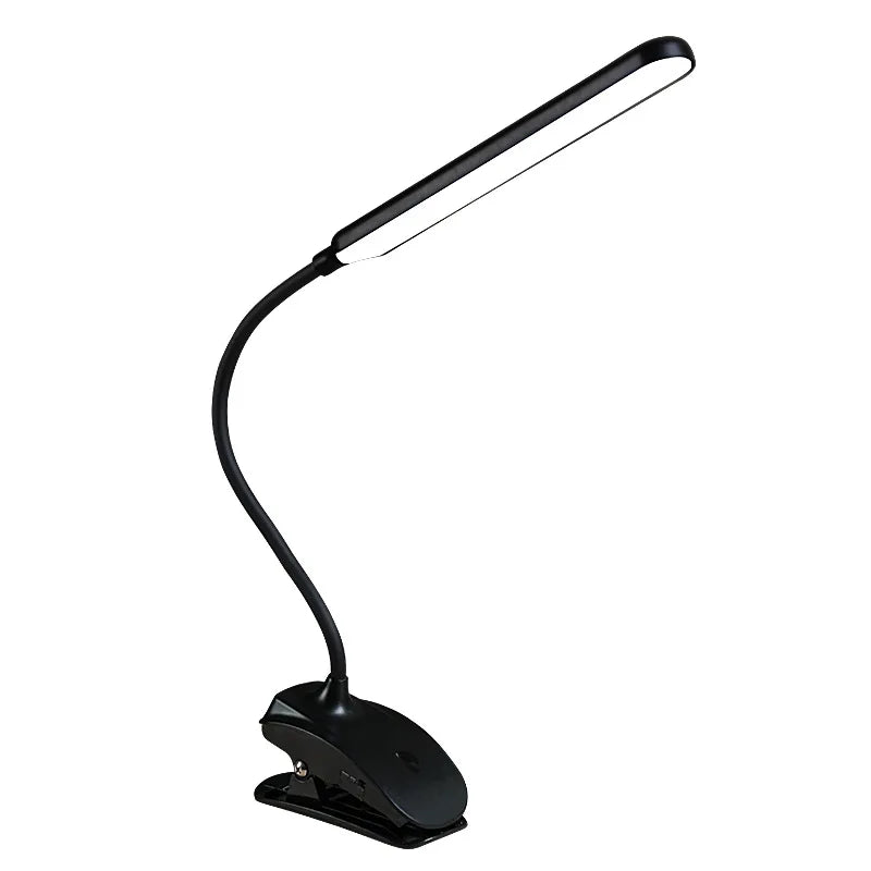 lampe rechargeable led pince noir blanc moderne étudiante lecture chambre dormir USB