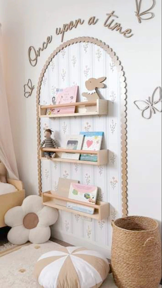 étagère murale moderne bois beige motif floral nuages décorative étagères fixée