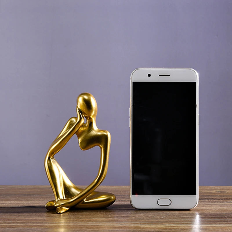statuettes decoratives abstraites modernes or resine lisses minimaliste ornement maison