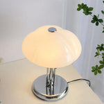 lampe table moderne orange chrome ombrelle fixée base plate câble électrique