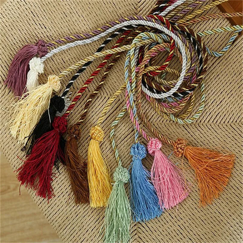 ruban franges multicolore rayures dorées classique opacité total 1.2m frange 10cm polyester main