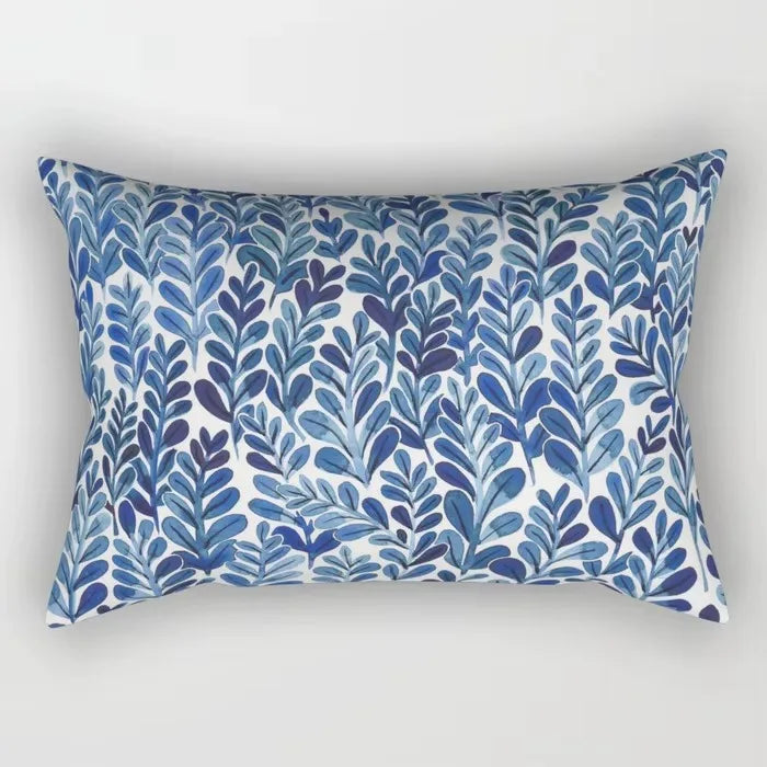 coussin rectangulaire décoratif motif feuilles tropicales fleurs papillons moderne chambre salon maison 30x50cm