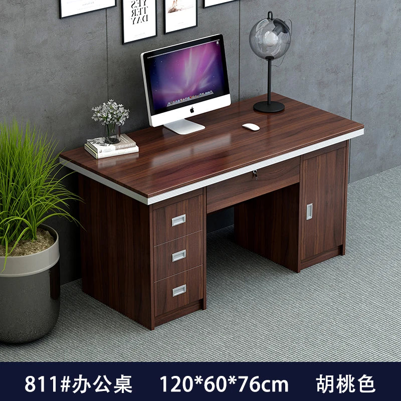 bois massif moderne marron foncé table travail informatique épuré intérieur maison