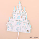 décoration gâteau château conte fées rose blanche bleue or anniversaire enfant fête