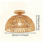 lampe suspendue moderne rustique tissée bambou naturel cadre métallique noir cuisine chambre coucher salle
