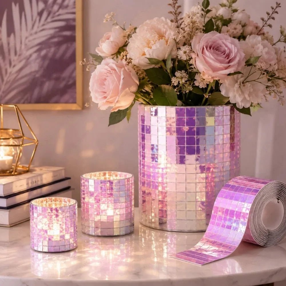 ruban mosaïque réfléchissant multicolore mosaïque carrée moderne adhésif décoration intérieure anniversaire mariage noël