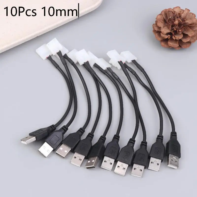 câble usb connecteur led noir plat moderne sans soudure 8mm 10mm 10 pièces
