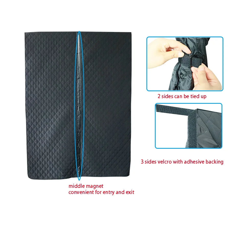 rideau porte véhicule camping car isolation oxford imperméable thermique noir quilted moderne adhésif velcro
