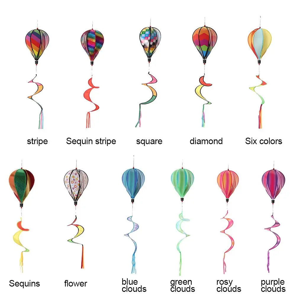 ballon air chaud multicolore rayures paillettes nuages clips décoratif moderne six motifs