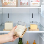 boîte beurre transparente couvercle bois moderne rectangle rangement cuisine minimaliste
