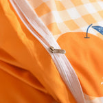 Detail du tissu jacquard damier orange