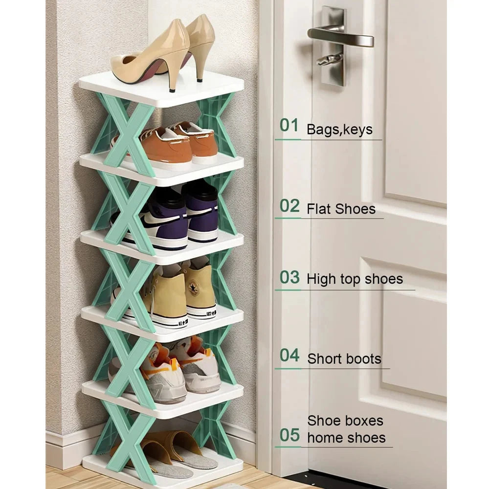 étagère chaussures empilable plastique modulable petit meuble rangement vertical gain place