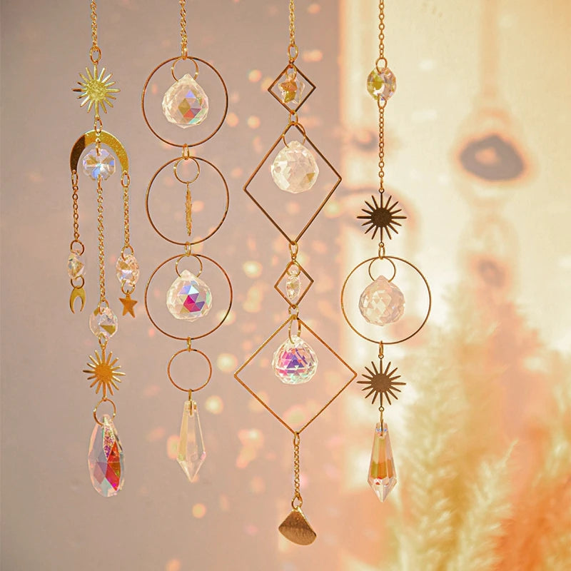 guirlande décorative or transparente étoiles lunes soleils cristal boho vintage romantique