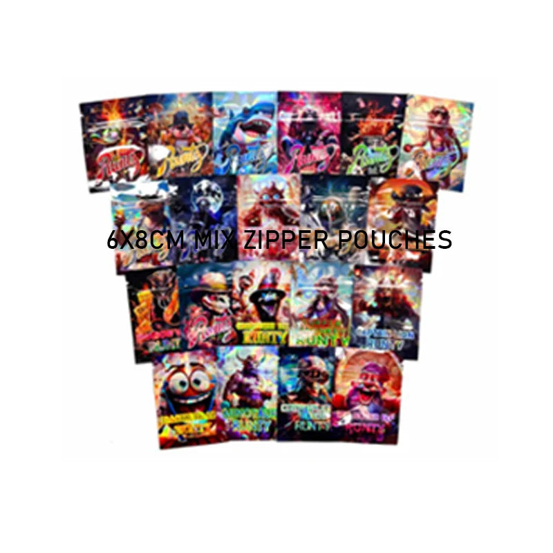pochettes zippées multicolores imprimées graphiques 6x8cm opaques modernes respectueux environnement 100pcs