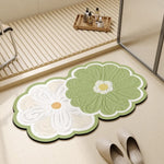 tapis décoration florale moderne jaune blanc bleu violet gris vert marron texturé relief