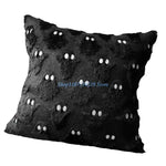 housse coussin halloween fantômes plush noir motif blanc texture veloutée respectueux environnement taie d'oreiller