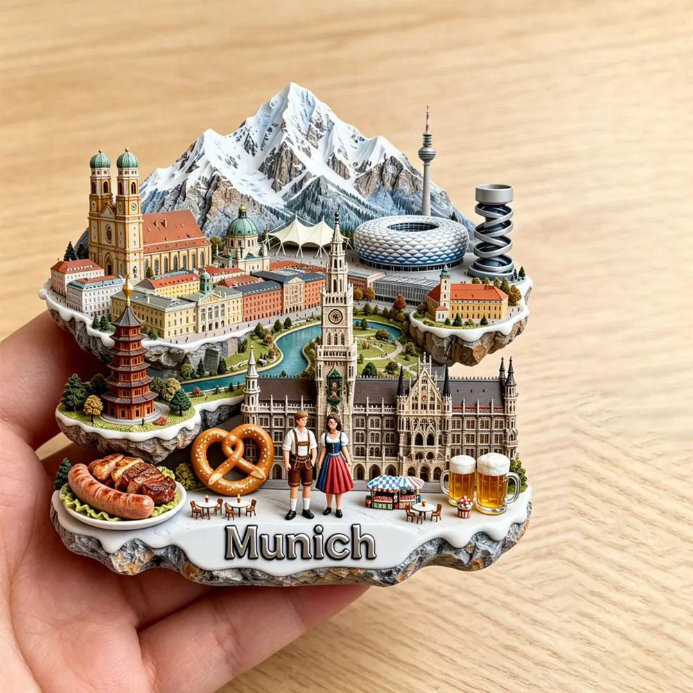 aimants réfrigérateur Munich multicolore architecture cathédrale monuments ville souvenirs cadeau maison