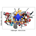 autocollant mural 3d sonic hérisson amis stickers deco chambre enfant pvc bleu