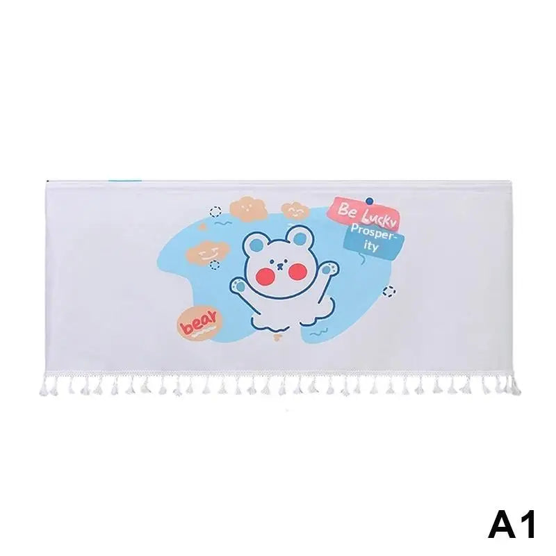 rideau porte motif animalier panda ours enfantin franges pois rayures décoratif blanc vert