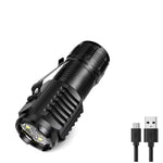 lampe torche rechargeable led puissante 2000lm noir texturé moderne camping randonnée auto défense