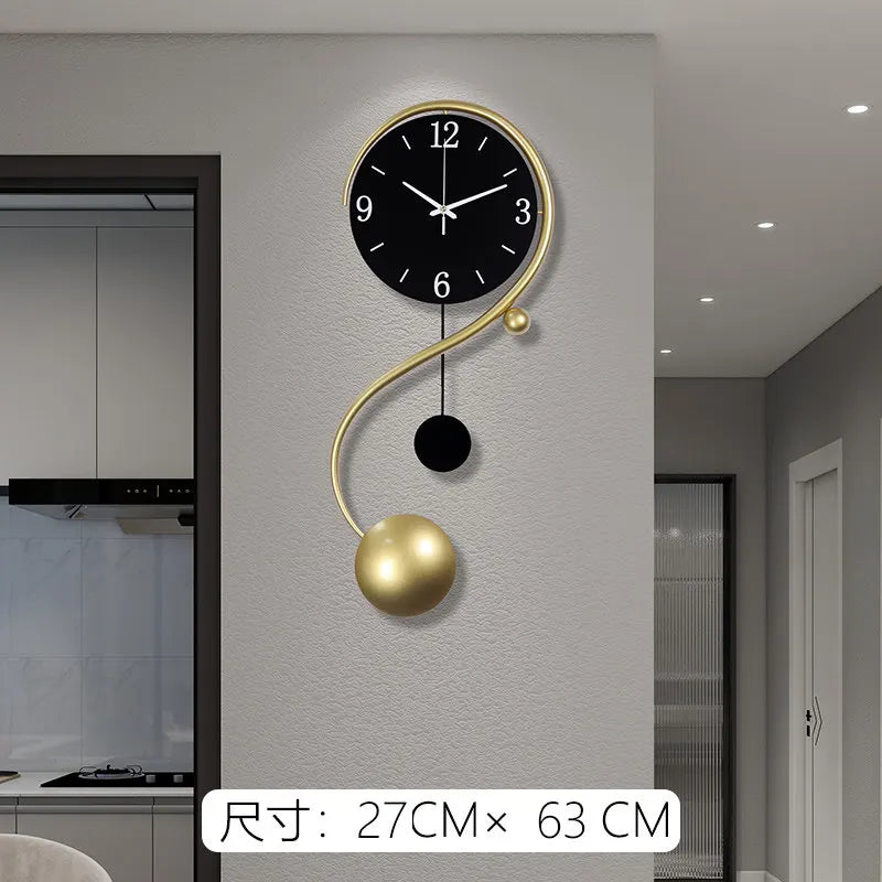horloge murale moderne noire dorée scénique aiguille transparente 31x71cm