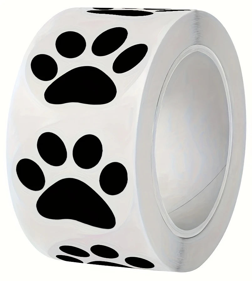 autocollants blanc noir pattes animaux adhésifs simples décoratifs opaques plats étiquettes transparents imprimés facilement