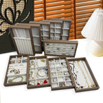 boîtes bijoux velours blanc bois marron clair moderne minimaliste rangement colliers bagues boucles d'oreilles