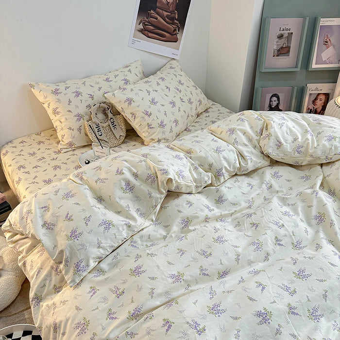 Parure de lit fleurie rose 100% coton Ombre Interieur